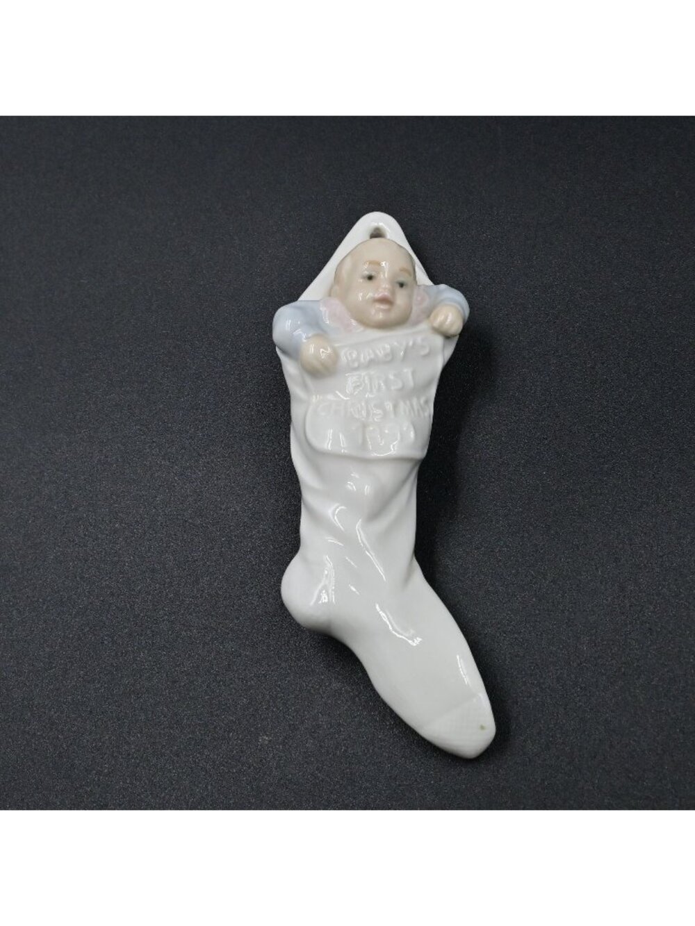 Lladro Babys First Christmas Ornament Fine Porcelain Hanging Stocking Holiday
